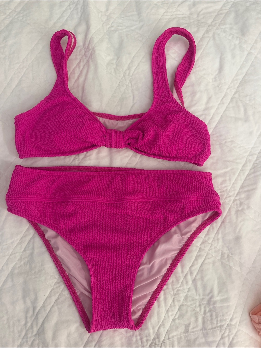 Vici Hot Pink Textured Knot Bikini Set